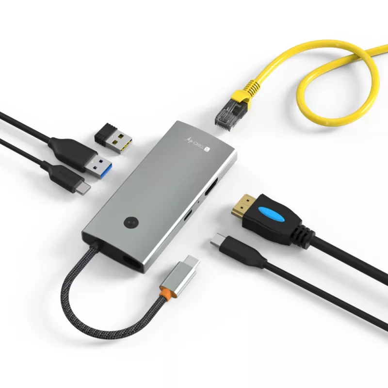 Techly IUSB32C-HUB6HPDI interface-hub USB 3.2 Gen 1 (3.1 Gen 1) Type-C 5000 Mbit/s aluminium