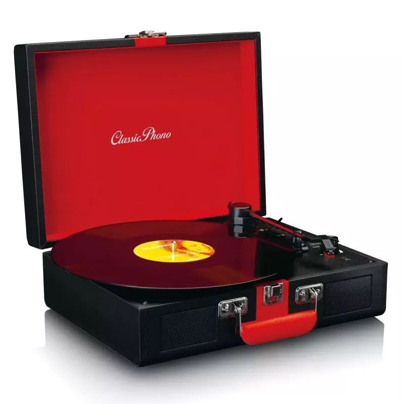 Riemgedreven audioplatenspeler Lenco TT-110 zwart rood halfautomatisch