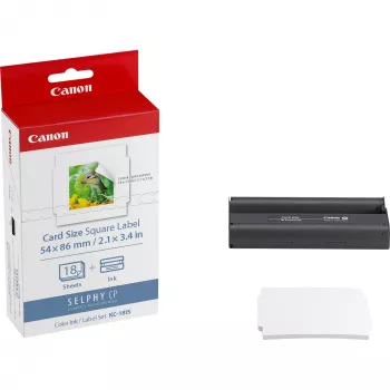 Canon KC-18IS kleurinkt + 54 x 86 mm stickerpapier-set, 18 vel