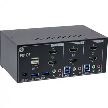 KVM Desktop Switch InLine 62652I 2-poorts dual-monitor HDMI 4K USB 3.0 audio