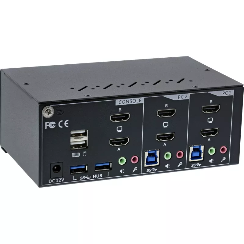 KVM Desktop Switch InLine 62652I 2-poorts dual-monitor HDMI 4K USB 3.0 audio