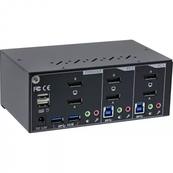 InLine KVM Desktop Switch, 2-poorts, dual-monitor DP 1.2, 4K, USB 3.0, audio