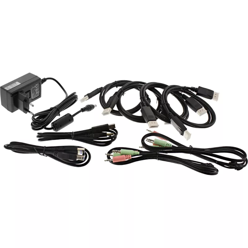 InLine KVM Desktop Switch, 2-poorts, dual-monitor DP 1.2, 4K, USB 3.0, audio