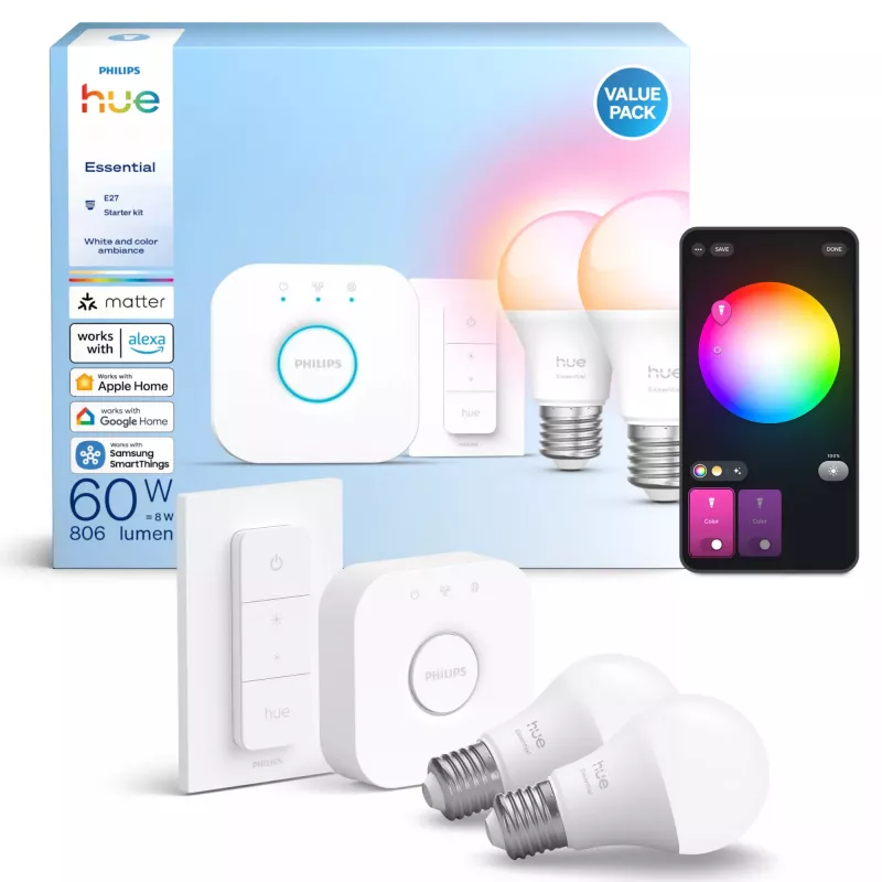 Slimme LED-lamp Philips Hue White and Colour Ambience E27 Bluetooth 8 W, 111 mm, 6 cm Ø (2-pack)
