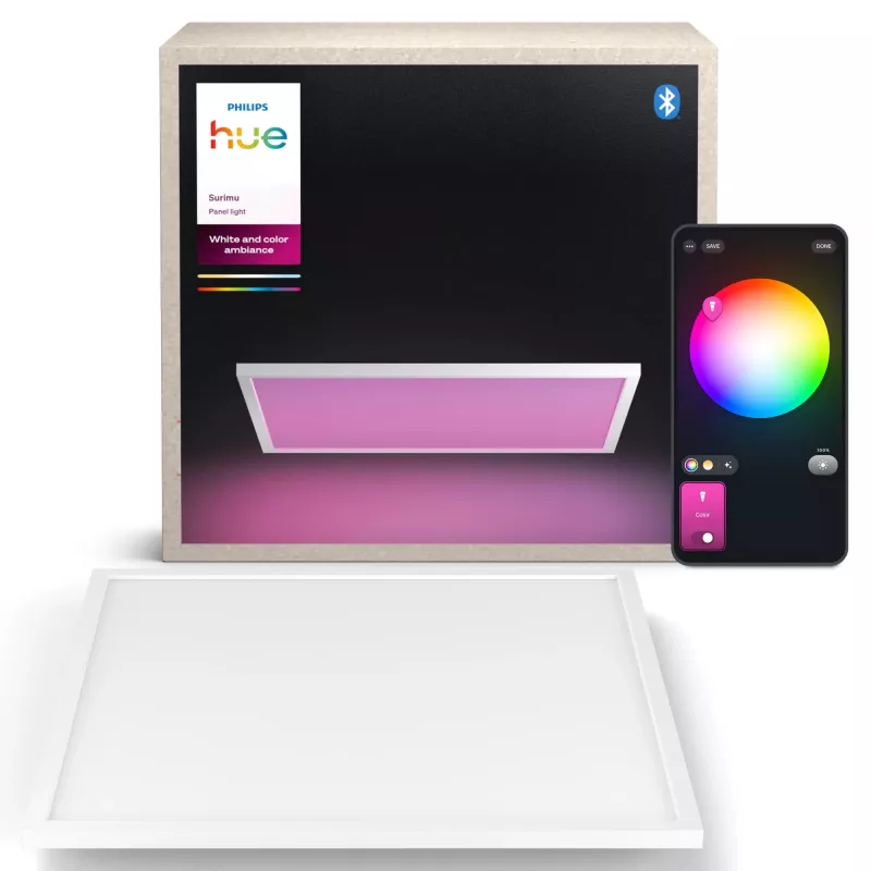 Vierkant LED-paneel Philips Surimu Square Panel, Bluetooth, wit, aluminium behuizing, 220–240 V