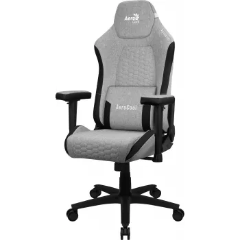 Universele gaming-stoel AEROCOOL CROWNASHGR — grijs gevoerde zitting/rugleuning, 2D-armleuningen, stalen frame, gasveer klasse 4, max. gebruikersgewicht 150 kg