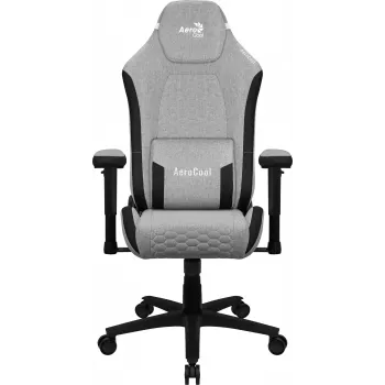Universele gaming-stoel AEROCOOL CROWNASHGR — grijs gevoerde zitting/rugleuning, 2D-armleuningen, stalen frame, gasveer klasse 4, max. gebruikersgewicht 150 kg
