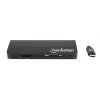 Manhattan USB-C dock/hub met kaartlezer, aansluitingen (x5): Ethernet, USB-A (3) en USB-C, 5 Gbit/s (USB 3.2 Gen1 alias USB 3.0), met Power Delivery (100W) naar de USB-C-aansluiting (let op: extra USB-C-voeding en USB-C-kabel vereist), universeel voor alle apparaten, aluminium