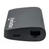 Manhattan USB-C dock/hub met kaartlezer, aansluitingen (x5): Ethernet, USB-A (3) en USB-C, 5 Gbit/s (USB 3.2 Gen1 alias USB 3.0), met Power Delivery (100W) naar de USB-C-aansluiting (let op: extra USB-C-voeding en USB-C-kabel vereist), universeel voor alle apparaten, aluminium