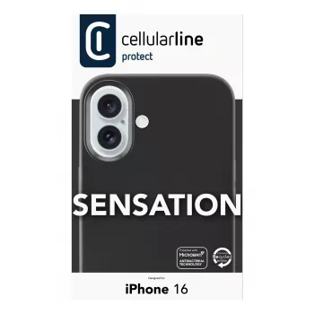 Cellularline Sensation – iPhone 16 hoes van soft-touch-siliconen, cover, Apple, iPhone 16, 15,5 cm (6,1 inch), zwart