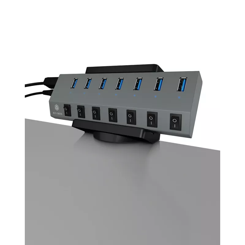ICY BOX IB-MSA106-HH passieve houder USB-hub zwart