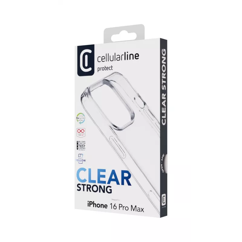 Cellularline Clear Protect – harde schaal voor iPhone 16 Pro Max met rubberen randen