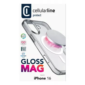 Cellularline Gloss Mag – iPhone 16 magnetische hoes voor opladen en bevestigen aan MagSafe-oplader