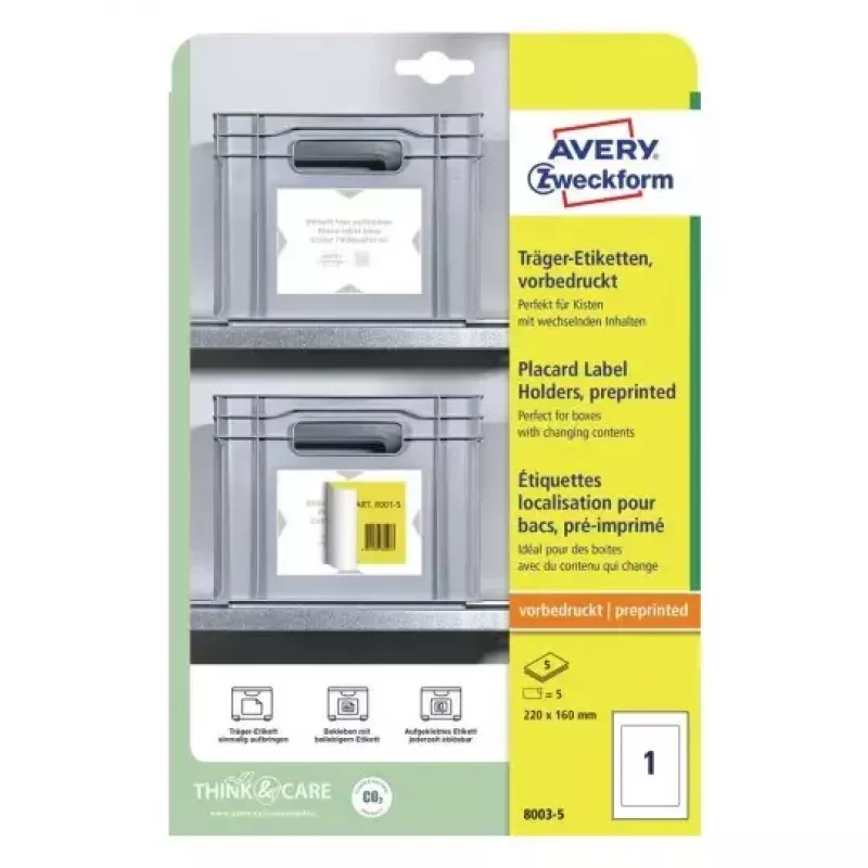 Avery plakathoezen A4 lichtgrijs 22x16cm 5 etiketten