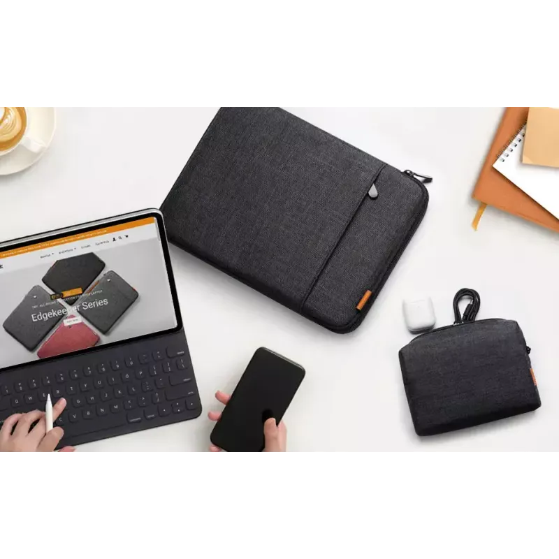 Inateck LB01006/S1 laptoptas met accessoirezakje, 14 inch, zwart/grijs
