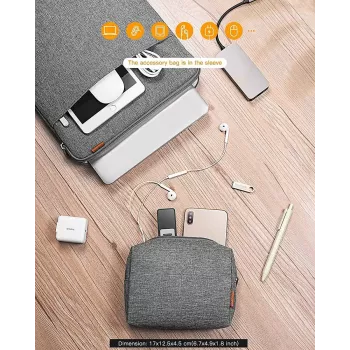 Sleeve-tas Inateck LB01006 voor 35,6 cm (14 inch) laptops, grijs, monochroom oppervlak
