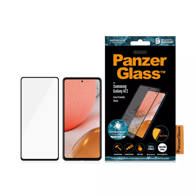 Displayschermglas PanzerGlass Samsung Galaxy A72 kras- en stootvast
