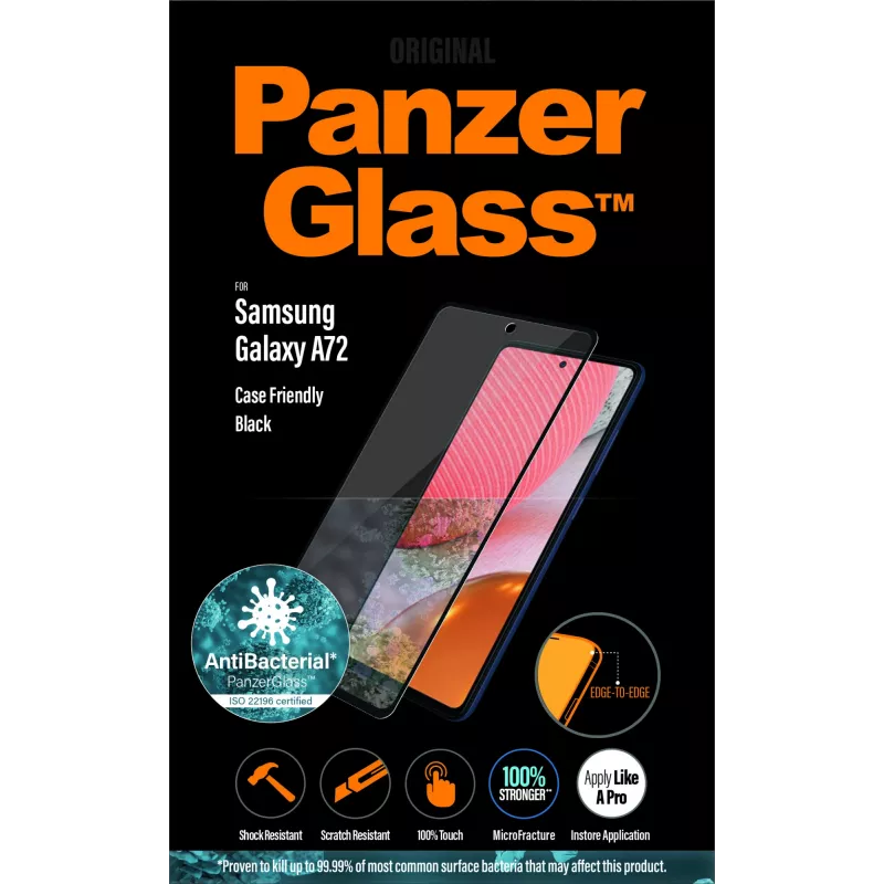Displayschermglas PanzerGlass Samsung Galaxy A72 kras- en stootvast