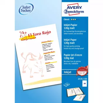 Printerpapier A4 Avery 2576-150 mat 150 vel wit