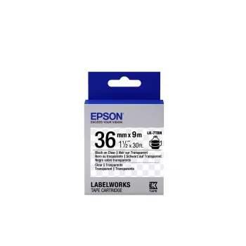Epson labelcartridge transparant LK-7TBN zwart/transparant 36 mm (9 m)