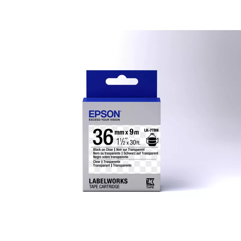Epson labelcartridge transparant LK-7TBN zwart/transparant 36 mm (9 m)