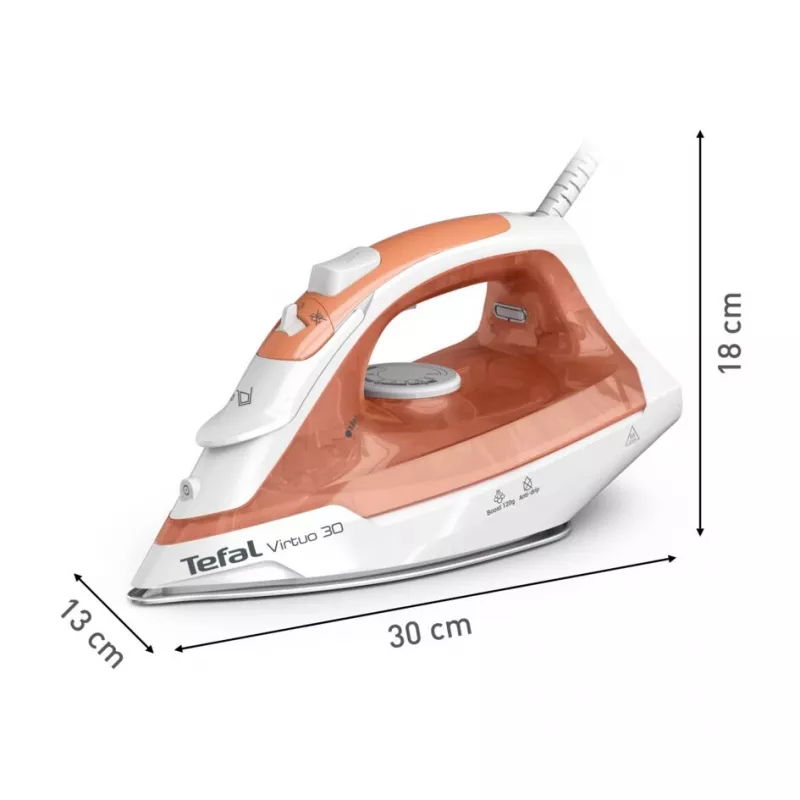 Tefal Virtuo 30 FV2C40E0 strijkijzer droog- & stoomstrijkijzer keramische zool 2000 W perzik, wit