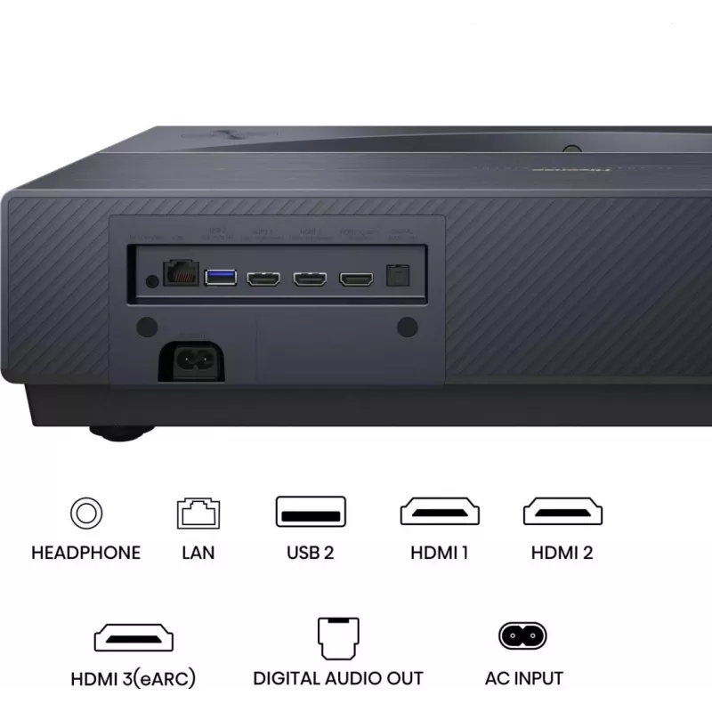 Projector HISENSE PT1 3D Smart-TV, native 16:9, Wi‑Fi & Ethernet, HDR (HLG), HDMI 2.0/2.1, zwart