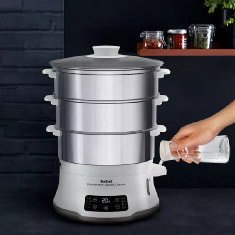 Tefal Convenient Series Deluxe VC502D Stoomkoker 3 manden Aanrecht 900 W RVS, wit