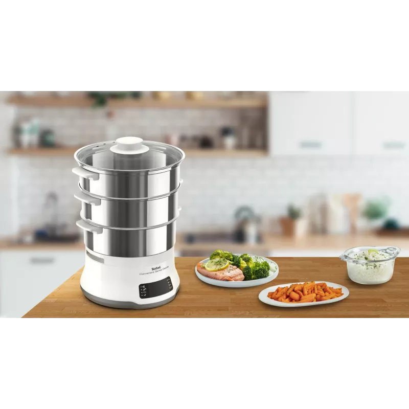 Tefal Convenient Series Deluxe VC502D Stoomkoker 3 manden Aanrecht 900 W RVS, wit