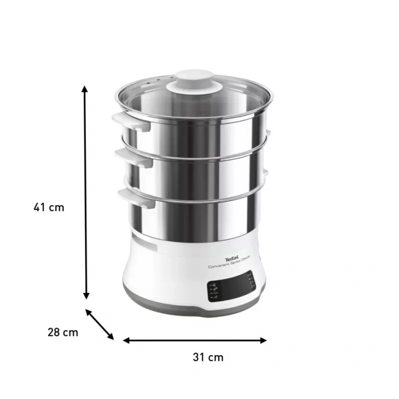 Tefal Convenient Series Deluxe VC502D Stoomkoker 3 manden Aanrecht 900 W RVS, wit