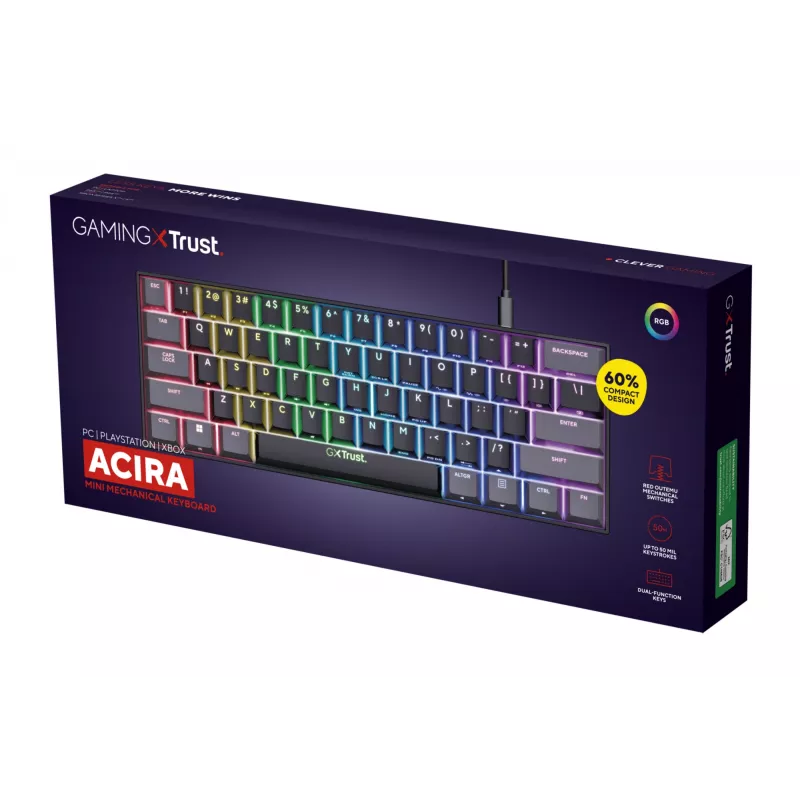 Trust GXT 867 Acira Gaming-toetsenbord USB QWERTY US-Engels zwart