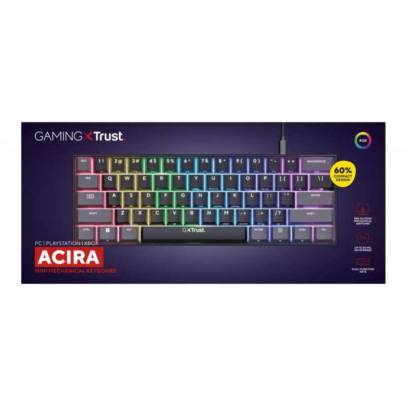 Trust GXT 867 Acira Gaming-toetsenbord USB QWERTY US-Engels zwart