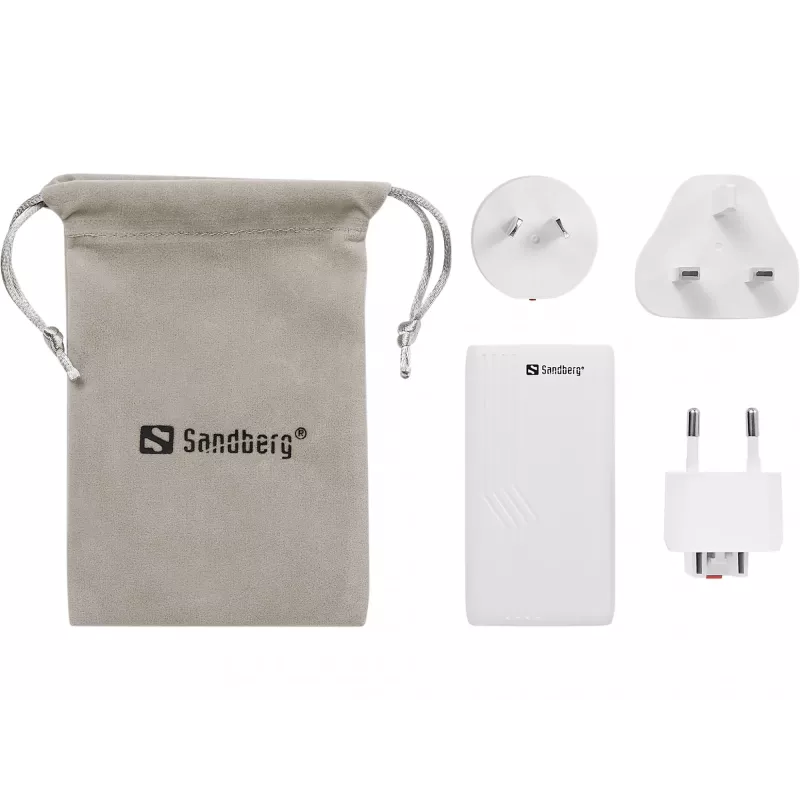 Sandberg 4in1 TravelCharger 65W wit, indoor, AC, 20 V, wit