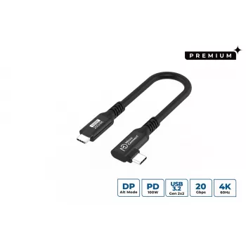 USB-C-naar-USB-C-kabel MicroConnect USB3.2CC015-A, USB 3.2 Gen 2x2, 20 Gbit/s, 0,15 m, zwart