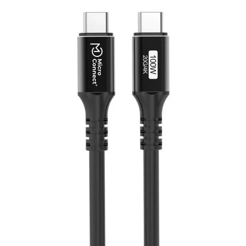 USB-C naar USB-C kabel MicroConnect USB3.2CC015 – USB 3.2 Gen 2x2, 0,15 m, zwart
