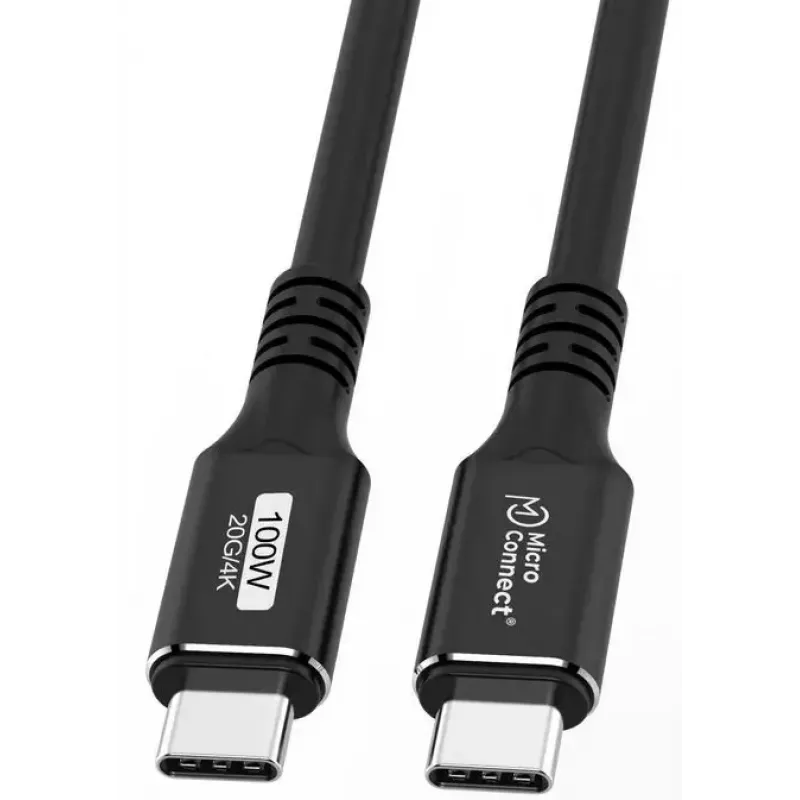 USB-C naar USB-C kabel MicroConnect USB3.2CC015 – USB 3.2 Gen 2x2, 0,15 m, zwart