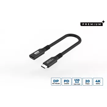 USB-C naar USB-C kabel MicroConnect USB3.2CC015EX, USB 3.2 Gen 2x2, 0,15 m, zwart