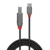 Lindy 2m USB 2.0 Type-C naar B kabel, Anthra Line, 2 m, USB-C, USB-B, USB 2.0, 0,48 Gbit/s, zwart