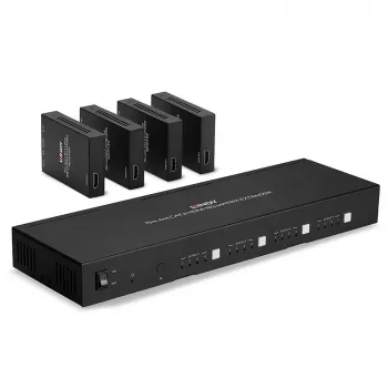 Lindy 70 m Cat.6 4x4 HDMI 4K60 matrix-extender, 3840 x 2160 pixels, AV-zender & -ontvanger, 70 m, bekabeld, zwart, HDCP