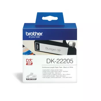 Eindloos etiket Brother DK22205 zwart op wit 6,2 cm x 30,48 m