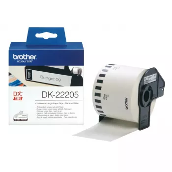 Eindloos etiket Brother DK22205 zwart op wit 6,2 cm x 30,48 m