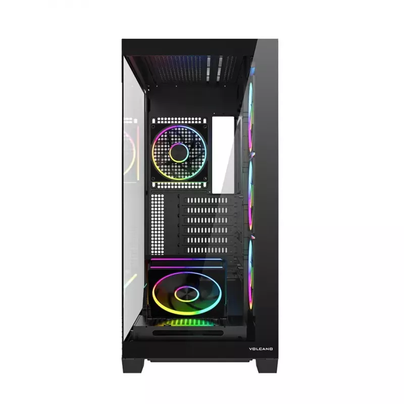 PC midi-tower behuizing MODECOM VOLCANO STELLAR PLUS ARGB MIDI, 5 frontventilatoren, gehard glas, USB-C