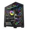 PC midi-tower behuizing MODECOM VOLCANO STELLAR PLUS ARGB MIDI, 5 frontventilatoren, gehard glas, USB-C