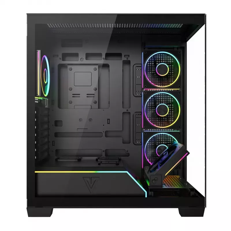 PC midi-tower behuizing MODECOM VOLCANO STELLAR PLUS ARGB MIDI, 5 frontventilatoren, gehard glas, USB-C