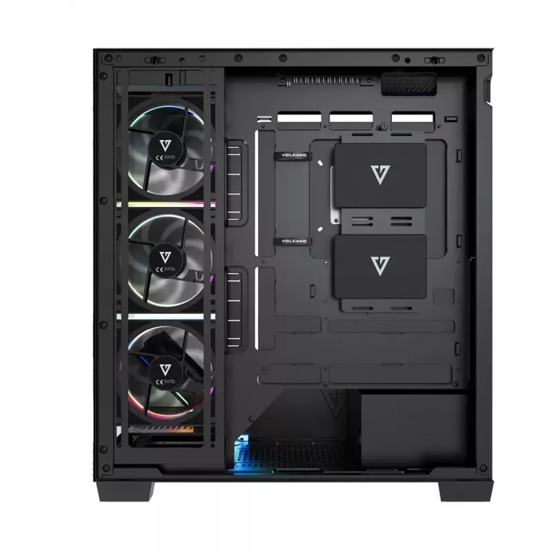 PC midi-tower behuizing MODECOM VOLCANO STELLAR PLUS ARGB MIDI, 5 frontventilatoren, gehard glas, USB-C