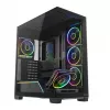 PC midi-tower behuizing MODECOM VOLCANO STELLAR PLUS ARGB MIDI, 5 frontventilatoren, gehard glas, USB-C
