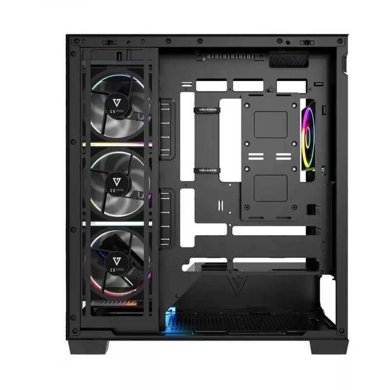PC midi-tower behuizing MODECOM VOLCANO STELLAR PLUS ARGB MIDI, 5 frontventilatoren, gehard glas, USB-C