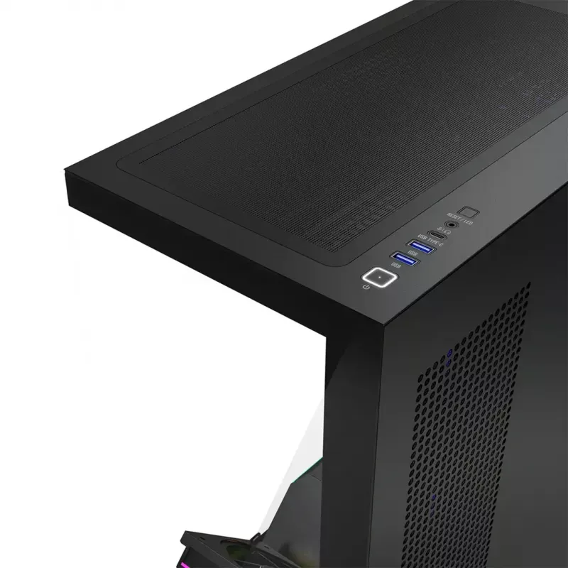 PC midi-tower behuizing MODECOM VOLCANO STELLAR PLUS ARGB MIDI, 5 frontventilatoren, gehard glas, USB-C