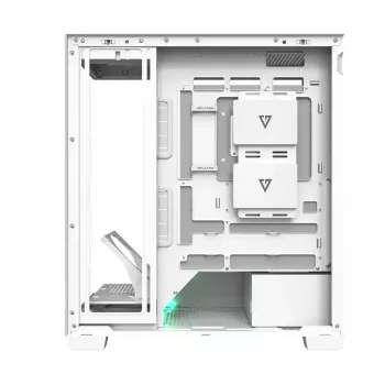 PC-behuizing MODECOM VOLCANO STELLAR PLUS MIDI WIT — midi tower, microATX, gehard glas, USB-C, ondersteunt GPU 420 mm