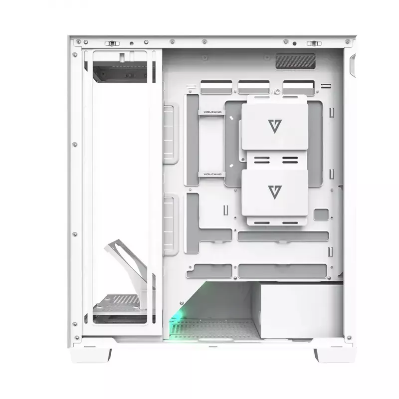 PC-behuizing MODECOM VOLCANO STELLAR PLUS MIDI WIT — midi tower, microATX, gehard glas, USB-C, ondersteunt GPU 420 mm